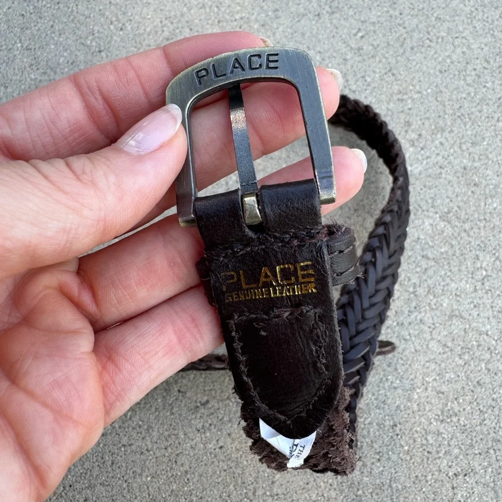Kids Braided Leather Belt - Brown